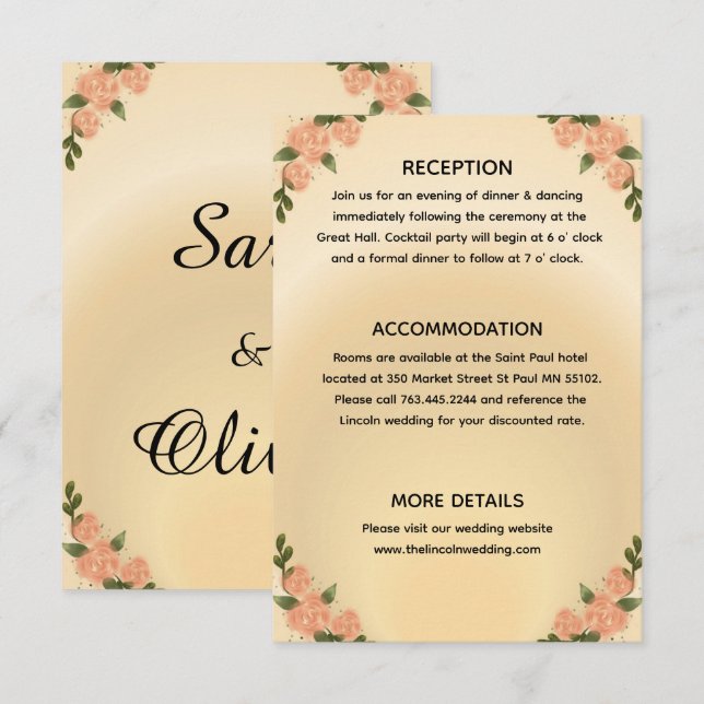 Elegant Blush Rose Floral Enclosure Card (Front/Back)