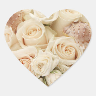 Elegant Blush Rose Floral Heart Sticker