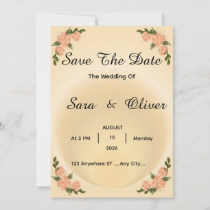 Elegant Blush Rose Floral Save The Date