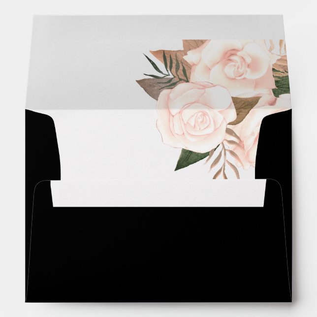Elegant Blush Rose Floral Wedding Envelope (Back (Bottom))