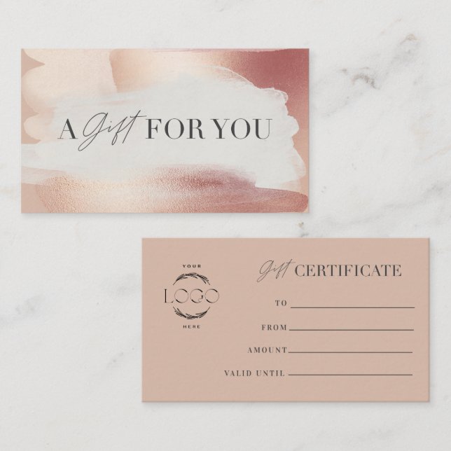 Elegant Blush Rose gold Gift Certificate (Front/Back)