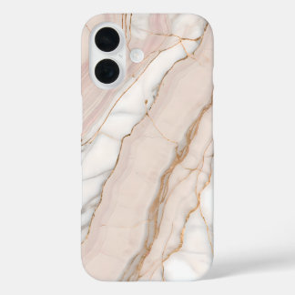 Elegant Blush Rose Gold Marble  iPhone 16 Case