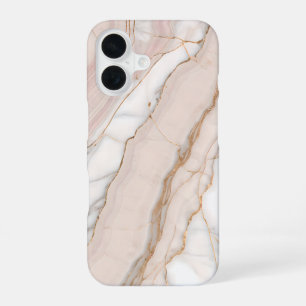 Elegant Blush Rose Gold Marble iPhone 16 Case