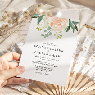 Elegant Blush Rose & Greenery Floral Wedding Invitation
