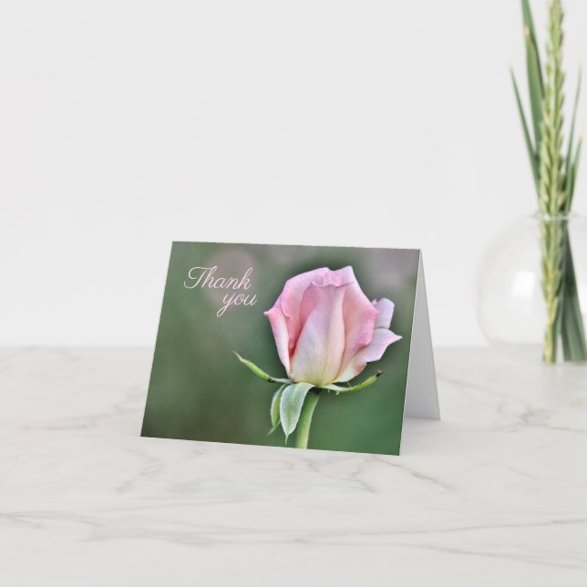Elegant Blush Rose Thank You Card (Front)