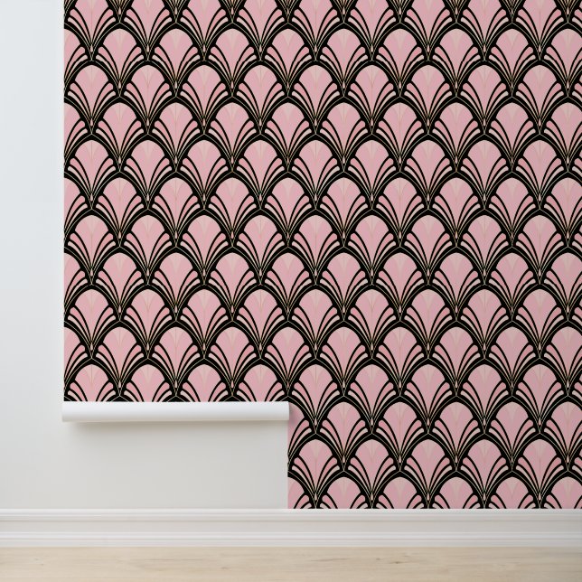 Elegant blush rose tiled pattern wallpaper (Application)