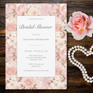 Elegant Blush Roses Bridal Shower Invitation