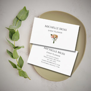 Elegant Blush Roses Floral Botanical Event Planner Business Card