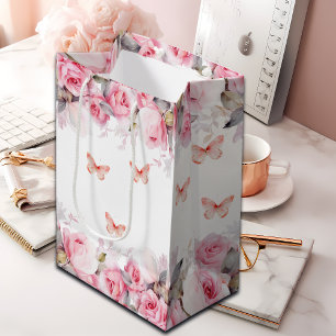 Elegant Blush Roses  Medium Gift Bag