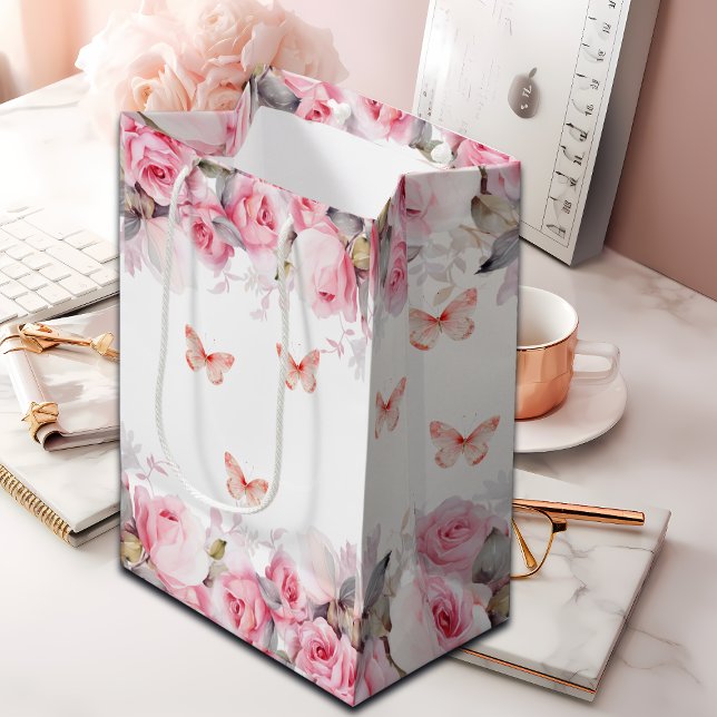 Elegant Blush Roses  Medium Gift Bag (Creator Uploaded)