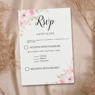 Elegant blush roses wedding celebration RSVP card