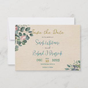 Elegant Blush & Sage Floral Wedding Save The Date
