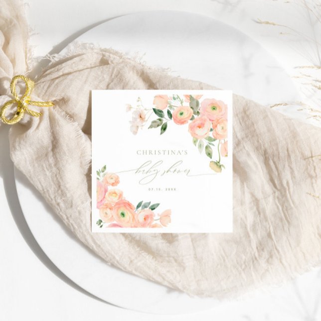 Elegant Blush & Sage Green Baby Shower Napkins (Creator Uploaded)