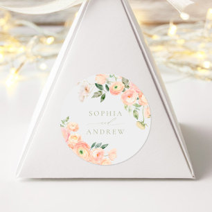 Elegant Blush & Sage Green Wedding Classic Round Sticker
