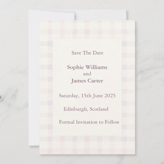 Elegant Blush Script Save the Date Card | Minimali (Front)