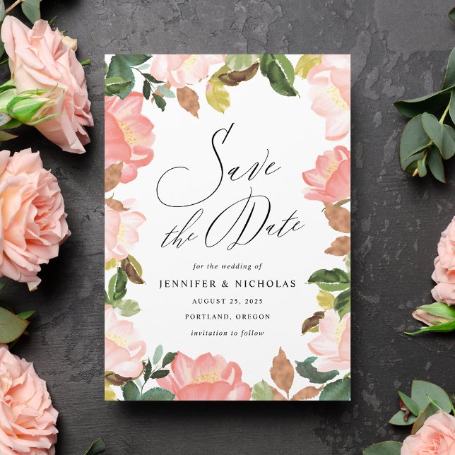 Elegant Blush Spring Floral Save The Date (Creator Uploaded)
