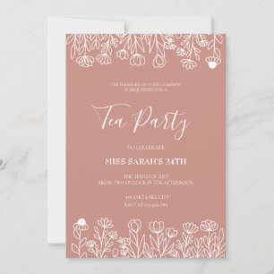 Elegant Blush Tea Party Birthday Invitation