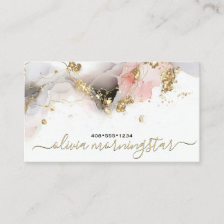 Elegant Blush Ultra Liquid Alcohol Ink Business Card