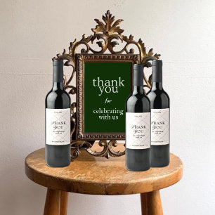 Elegant Blush Vintage Wedding Favour Thank You Wine Label