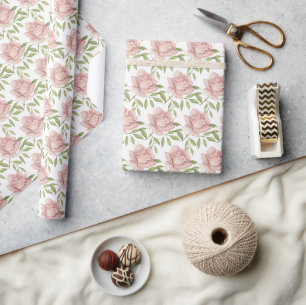 Elegant Blush Violet Watercolor Roses Wrapping Paper