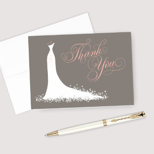 Elegant Blush Warm Grey Wedding Gown Bridal Show Thank You Card