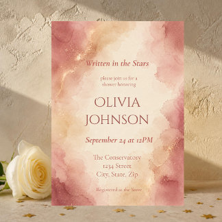 Elegant Blush Watercolor Bridal Shower Invitation