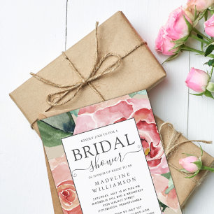 Elegant Blush Watercolor Floral Bridal Shower  Pos Announcement Postcard