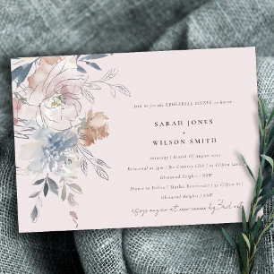 Elegant Blush Watercolor Floral Rehearsal Dinner Invitation