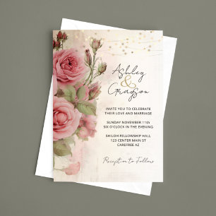 Elegant Blush Watercolor Floral Wedding Invitation