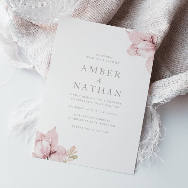 Elegant Blush Watercolor Floral Wedding Invitation (Creator Uploaded)