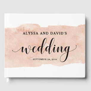 Elegant Blush Watercolor Splash Wedding Guest Book