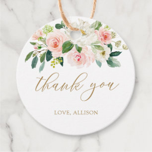 Elegant Blush Watercolor Thank You Favour Tags