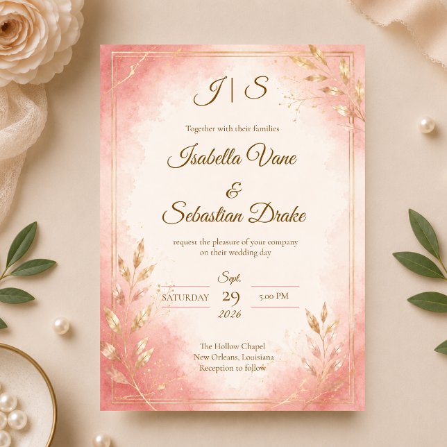 Elegant Blush Watercolor Wedding Invitation (Creator Uploaded)