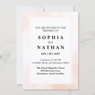 Elegant Blush Watercolor Wedding Invitation
