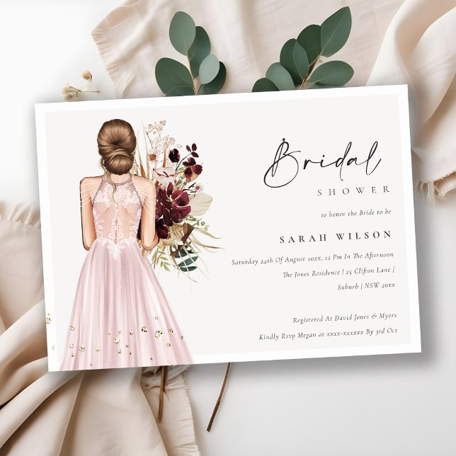 Elegant Blush Wedding Gown Bridal Shower Invite (Creator Uploaded)