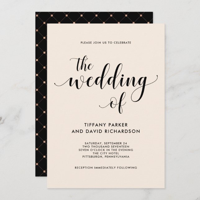 Elegant Blush Wedding Invitation (Front/Back)