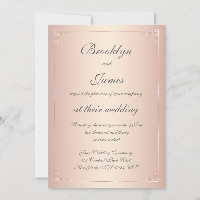 Elegant Blush Wedding Invitations (Front)