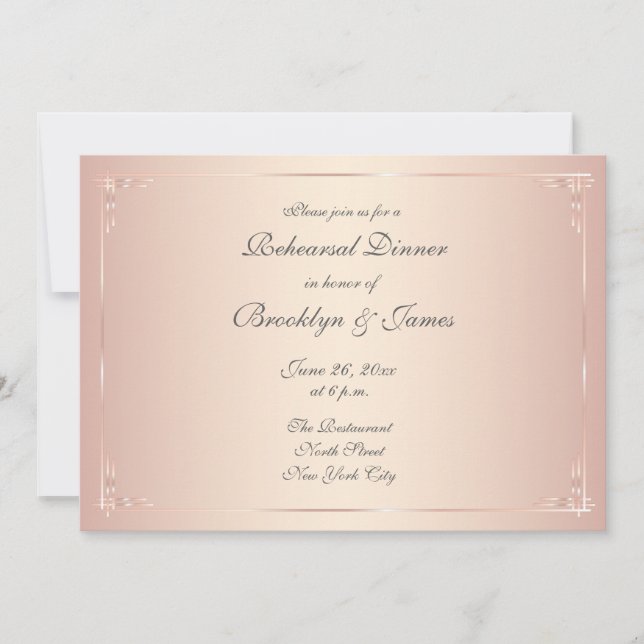 Elegant Blush Wedding Rehearsal Invitations (Front)