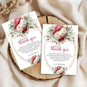 Elegant Blush White Greenery Baby Shower Thank You Card