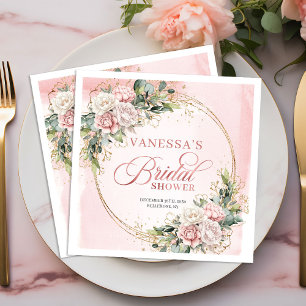 Elegant Bohemian Blush Pink Greenery Bridal Shower Napkin
