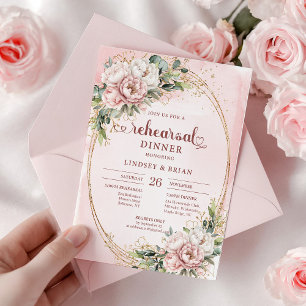 Elegant Bohemian Blush Pink Greenery Rehearsal  Invitation
