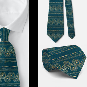 Elegant Bohemian Boho Abstract Teal Neck Tie