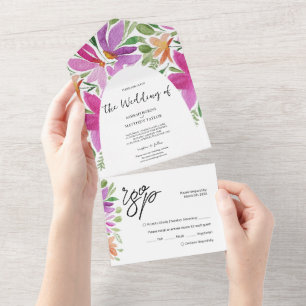 Elegant Bohemian Chic Artistic Flowers All In One Invitation
