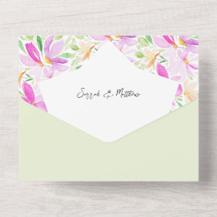 Elegant Bohemian Chic Artistic Flowers All In One Invitation