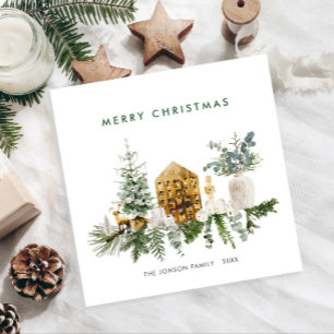 Elegant Bohemian Christmas Composition Greeting Holiday Card