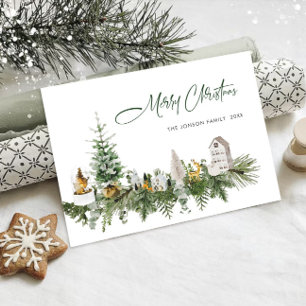 Elegant Bohemian Christmas Composition Greeting Holiday Card