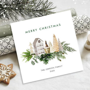 Elegant Bohemian Christmas Composition Greeting Holiday Card