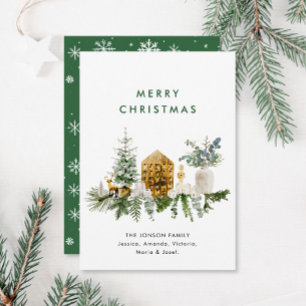 Elegant Bohemian Christmas Composition Greeting Holiday Card