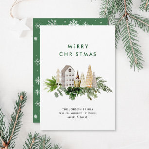 Elegant Bohemian Christmas Composition Greeting Holiday Card