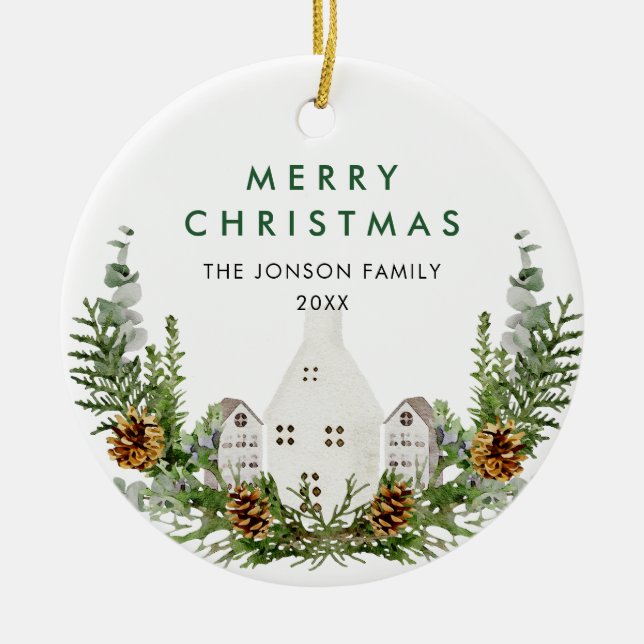 Elegant Bohemian Christmas Composition Holiday Ceramic Tree Decoration (Front)